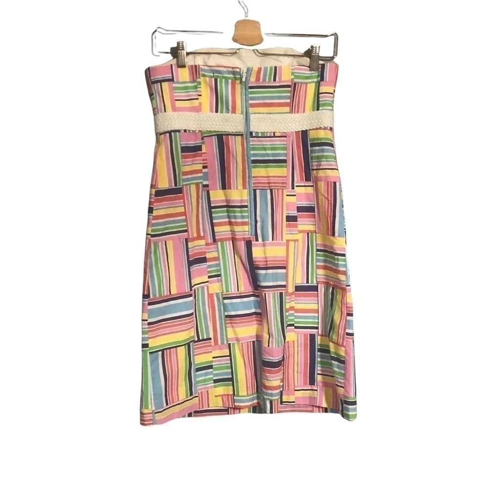 Lilly Pulitzer dress strapless dress size 4 patchwork 90s y2k academia preppy - Picture 2 of 12